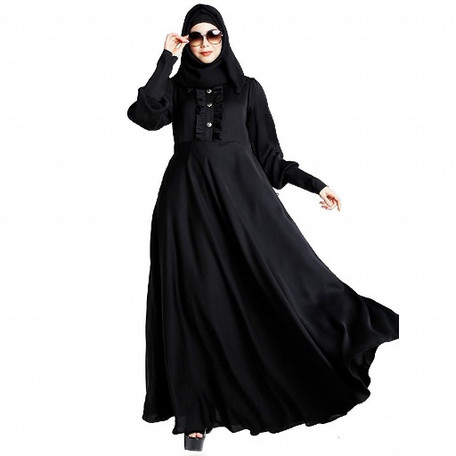 Umbrella abaya in shiny nida fabric- Black